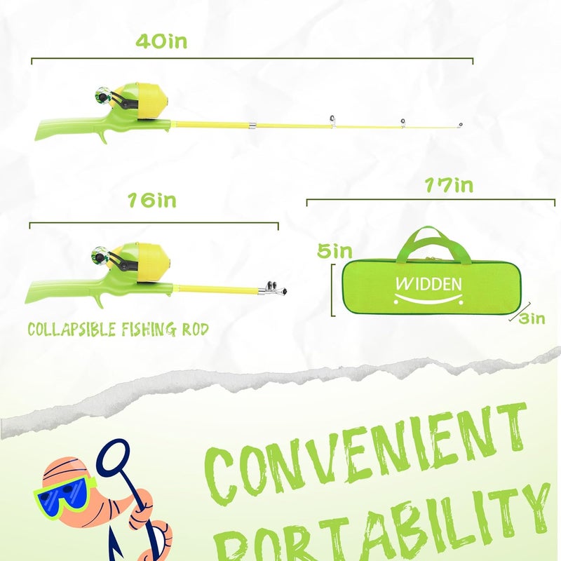 WIDDEN Kids Fishing Pole, Telescopic Fishing Rod, Toddler Collapsible Fishing Rod and Reel Combo with Tackle Box, Fishing Line, Bobber, and Soft Lures for Boy, Girl, Youth, Beginner, Over 4 Years Old - Image 2